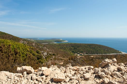 A scenic bay of Vis island in Croatia