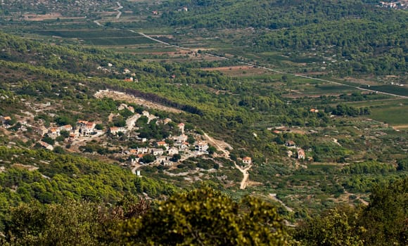 Small town, in desert of Vis island , Croatia