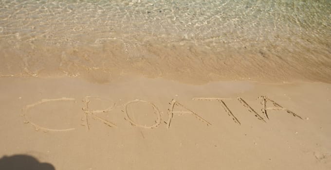 Croatia word in the sand at the beach