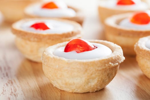 Sweet bakewell pastry treats close up