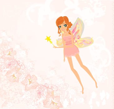 beautiful fairy with magic wand vector graphic