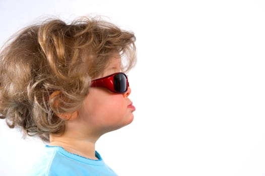 little funny girl with sunglasses