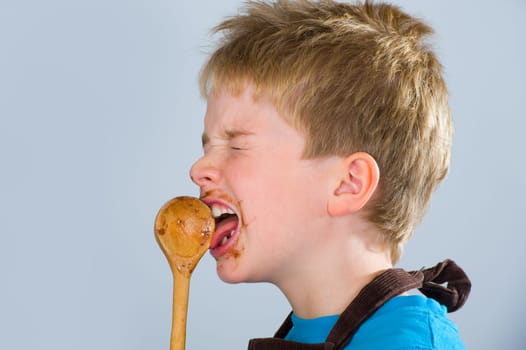 funny boy have a sweet tooth