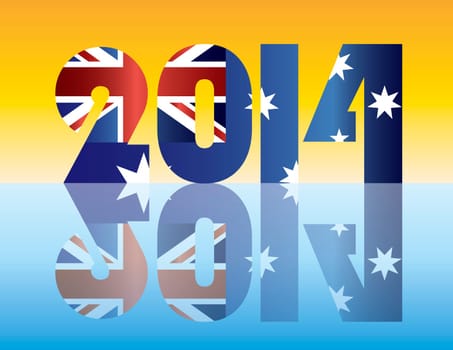 Happy New Year 2014 SIlhouette with Australia Flag Illustration