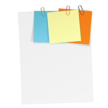 Sheet of paper with a sticky note attached