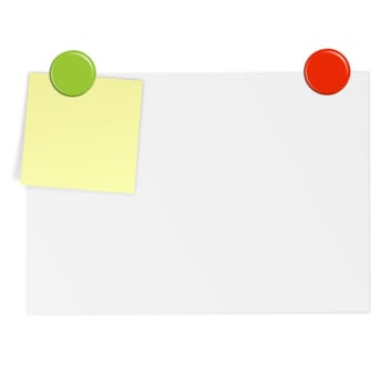 White note with sticky note and magnet