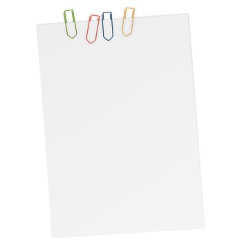 Sheet of paper with paper clips