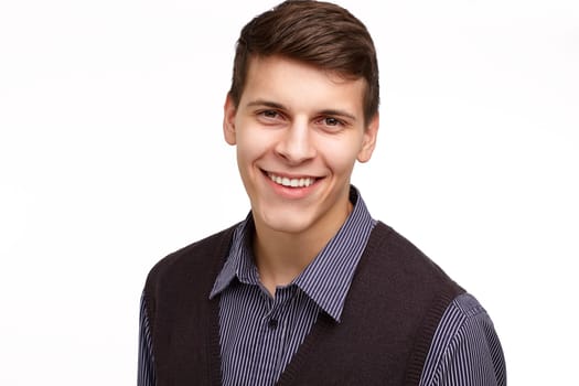 Young business man smiling isolated on white background