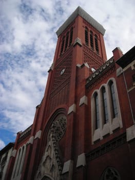 View from above of the tower of Santa Cruz church in the very center of Madrid.