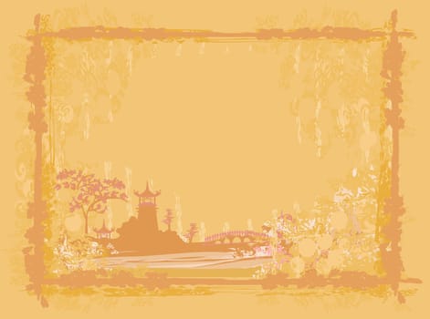 old paper with Asian Landscape
