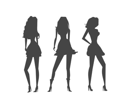 fashion shopping girls silhouettes  set