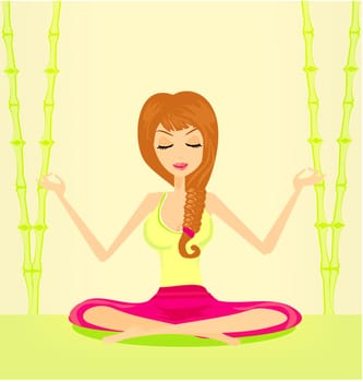 Yoga girl in lotus position