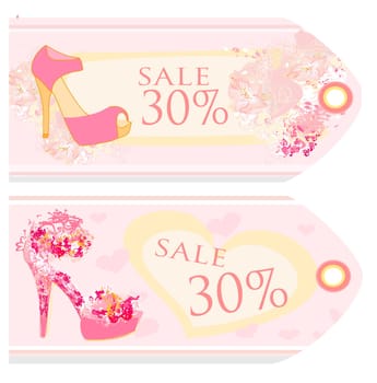 abstract shoes vintage poster set