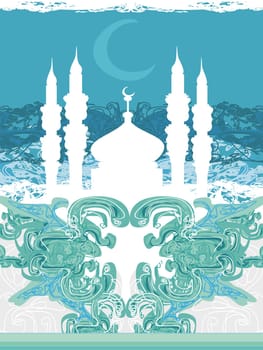 Ramadan background - mosque silhouette vector card
