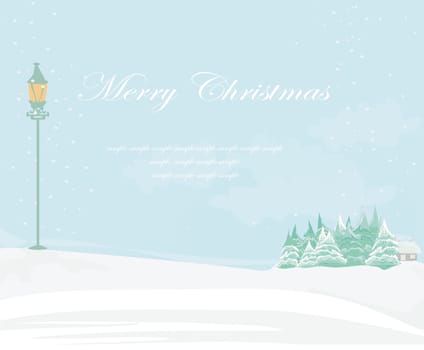 Christmas night in the village card