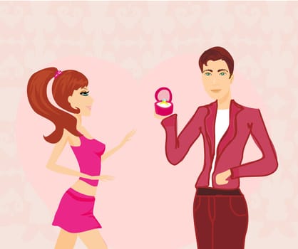 girl getting a marriage proposal from her boyfriend