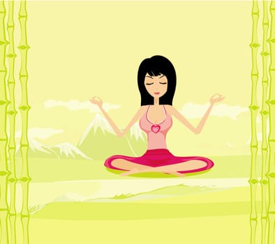 Yoga girl in lotus position