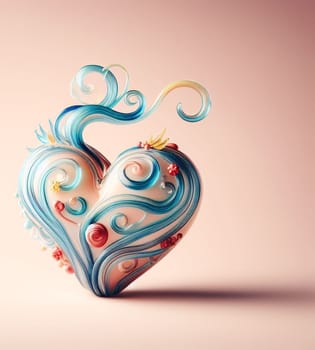 a heart made of blown glass art illustration generative ai art