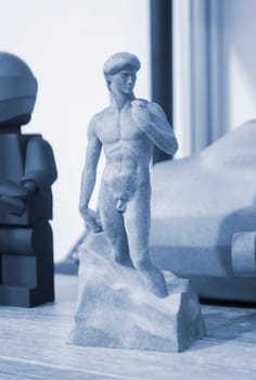 Art objects and prototype models printed on 3D printer from polyamide powder close-up. Technology Multi Jet Fusion, MJF. Three-dimensional model created on 3D printer from powder plastic