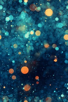 Abstract seamless texture, background and wallpaper of bokeh circles, flying microscopic dust particles in contrast color scheme. Neural network generated image. Not based on any actual person or scene.