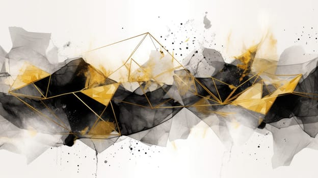 Abstract watercolor artwork mixed with buzzy geometric shapes for background of social media banner generative AI image