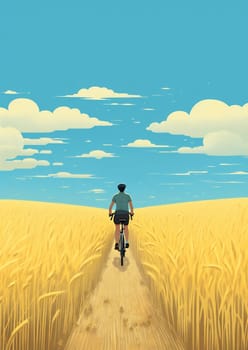 Man field sky nature healthy yellow lifestyle country background leisure outdoors summer beautiful countryside blue landscape rural biking bicycle green sport cycling road