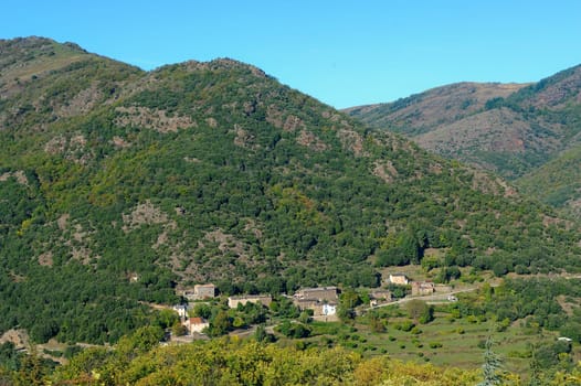 Village of mountain in France in the department of Gard