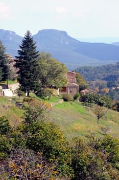 Village of mountain in France in the department of Gard