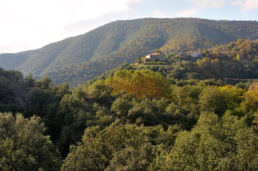 Village of mountain in France in the department of Gard