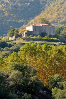 Village of mountain in France in the department of Gard