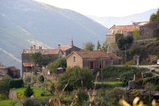 Village of mountain in France in the department of Gard