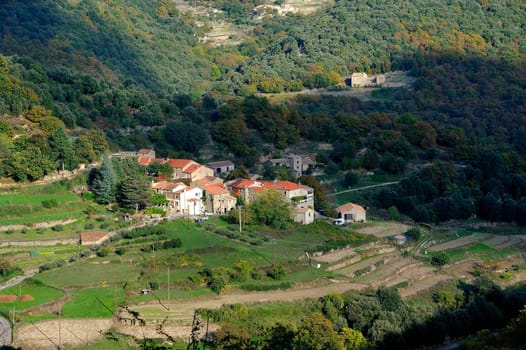 village of the Cevennes in autumn in the department of Gard
