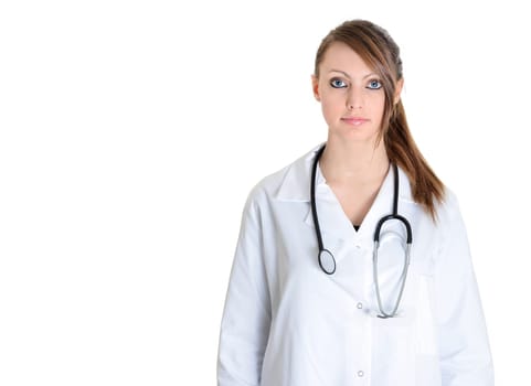 Pretty female doctor isolated over a white background