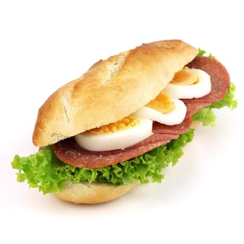 Breakfast rolls with salami and egg