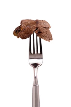 Optional roast of wild boar on a fork