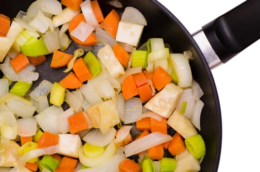 Pan with stewed root vegetables