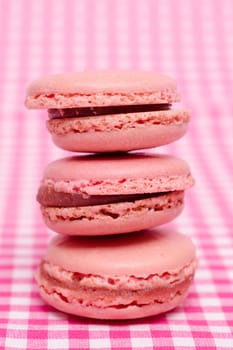 Red marcarons with strawberry filling