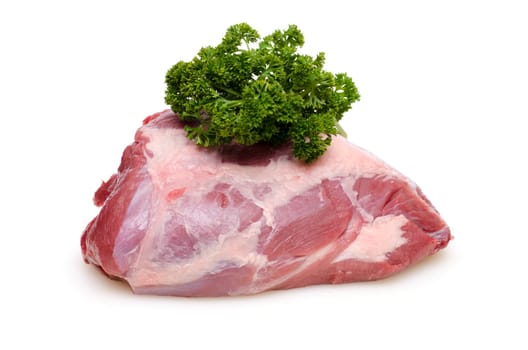 Raw roast of wild boar with parsley