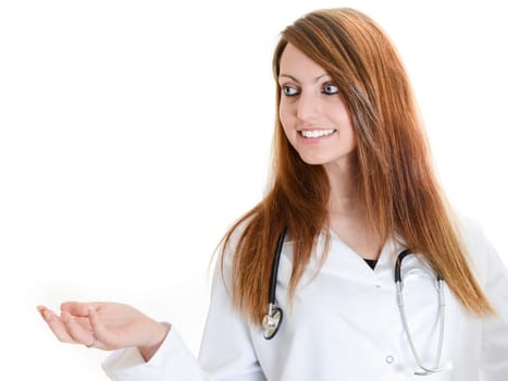 Pretty female doctor isolated over a white background