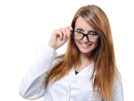 Pretty doctor with glasses