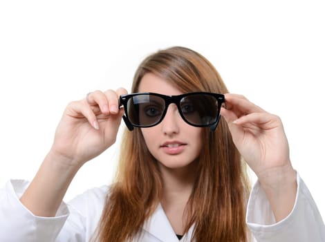 Pretty doctor with glasses