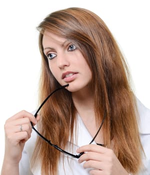 Pretty doctor with glasses