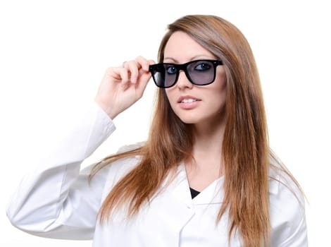 Pretty doctor with glasses