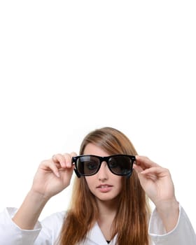 Pretty doctor with glasses