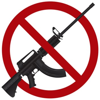 Assault Rifle AR 15 Gun Ban Symbol Isolated on White Background Illustration