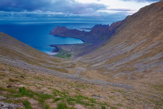 U shaped valley on Lofoten islands in Norway