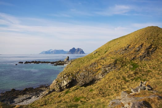 Picturesque coastline of Lofoten islands in Norway