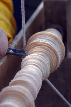 Old craftsmanship of woodturning