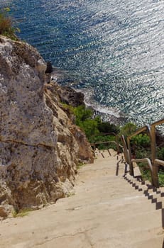 Steep staircase on a cliff
