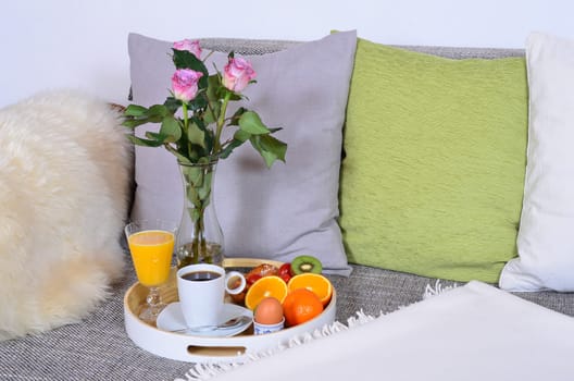 Breakfast in the morning in bed